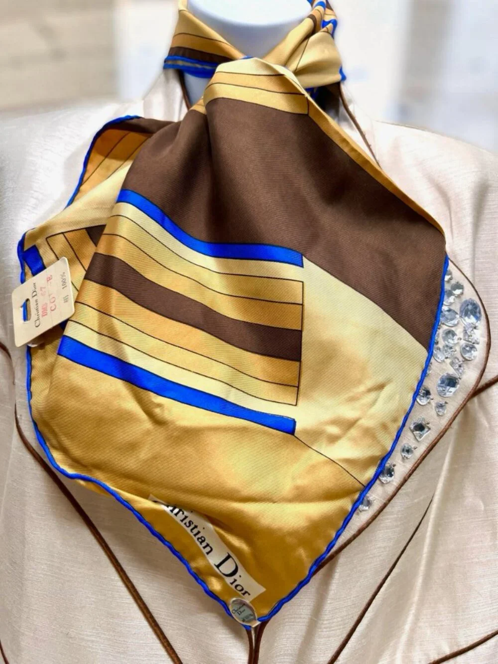 New-Christian Dior  silk Satin Neck-kerchief 20